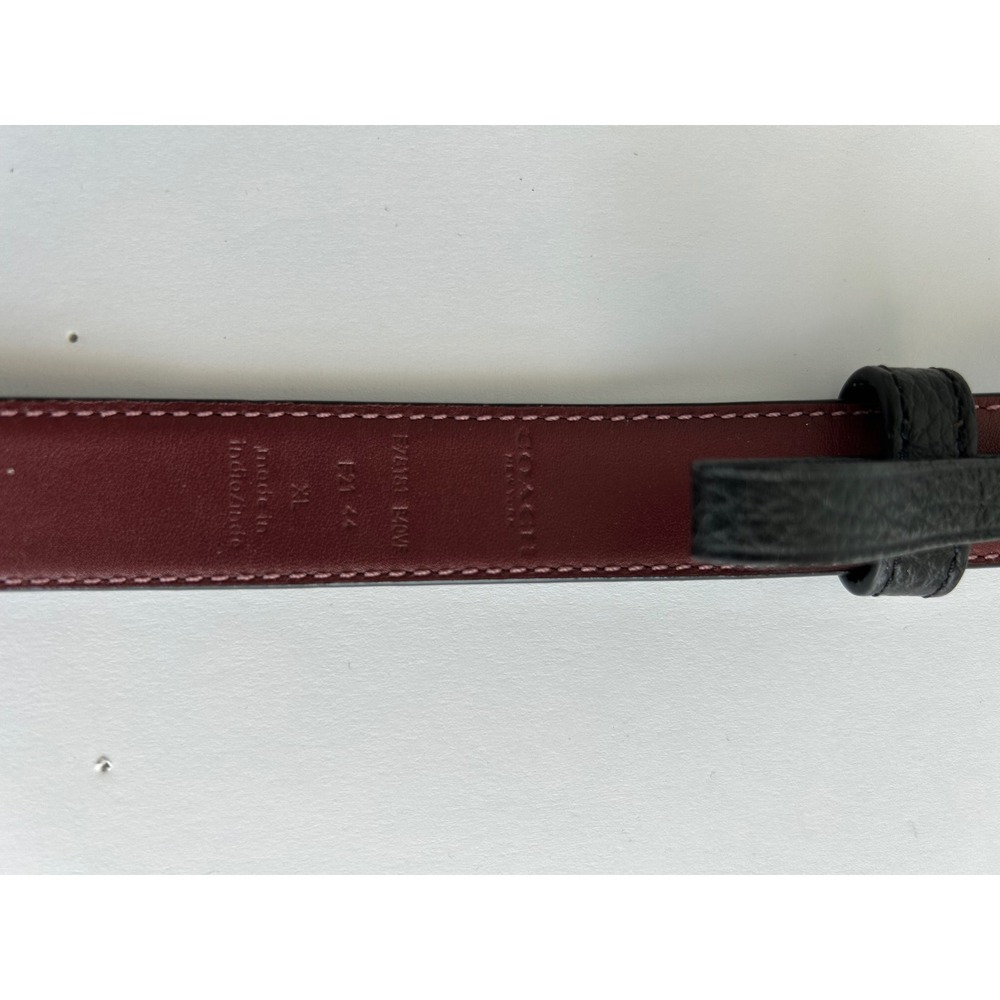 Coach Horse and Carriage Buckle Belt Pebbled Leather Black Oxblood F78181 XL - Picture 5 of 5